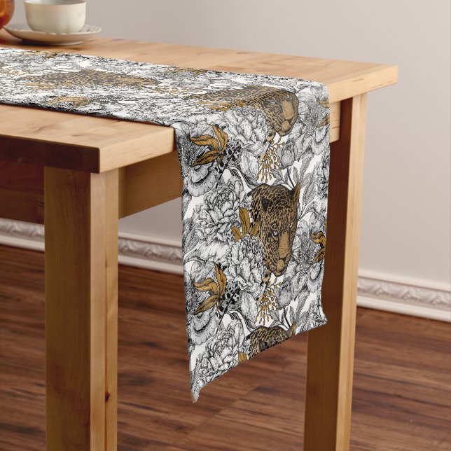 Muster Leopard & Peonies Mittelgroßer Tischläufer (Beispiel)