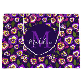 Muster Lila Monogramm für Girly Floral Stiefmütter Große Geschenktüte