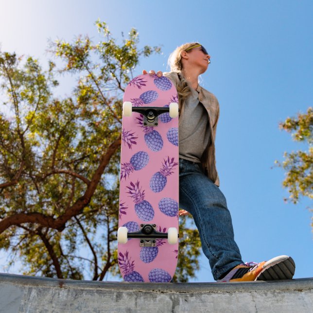 Muster Lilac & Pink Pineapples Skateboard (Außenbereich 1)