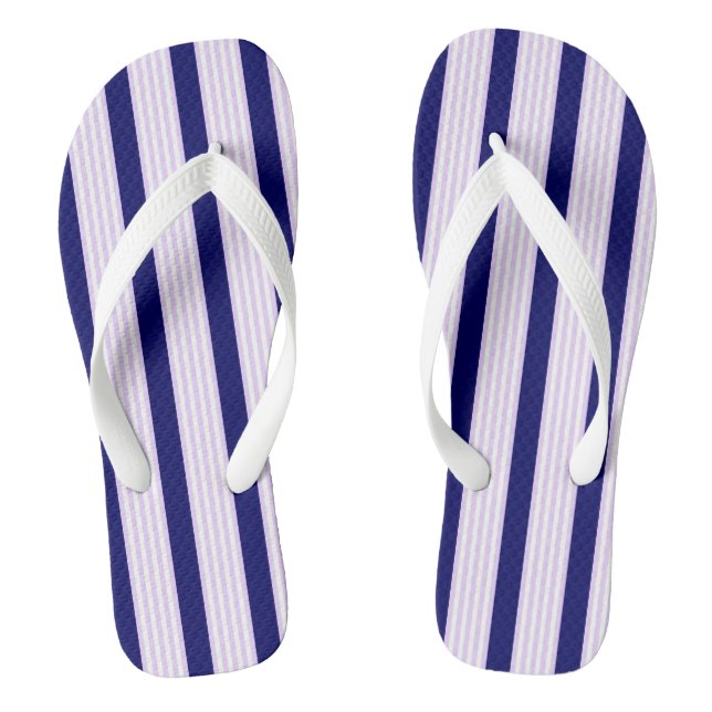 Muster Lilac und weiße Streifen mit marineblau Flip Flops (Fußbett)