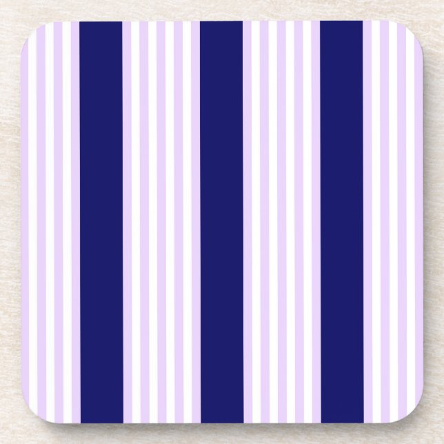 Muster Lilac und weiße Streifen mit marineblau Getränkeuntersetzer (Vorderseite)