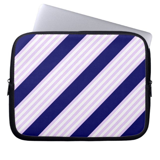 Muster Lilac und weiße Streifen mit marineblau Laptopschutzhülle (Vorderseite)