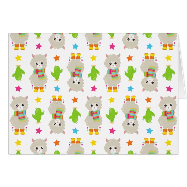 Muster Llamas, Niedlich Llamas, Alpacas, Kakteen (Vorderseite (Horizontal))