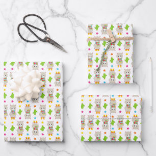 Muster Llamas, Niedlich Llamas, Alpacas, Kakteen Geschenkpapier Set