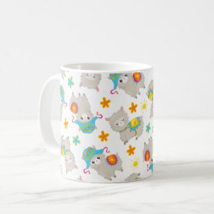 Muster Llamas, Niedliche Llamas, Alpacas, Blume Kaffeetasse