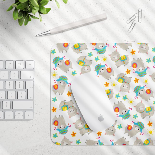 Muster Llamas, Niedliche Llamas, Alpacas, Blume Mousepad (Von Creator hochgeladen)