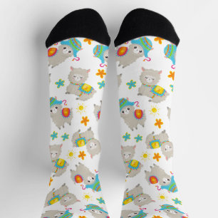 Muster Llamas, Niedliche Llamas, Alpacas, Blume Socken