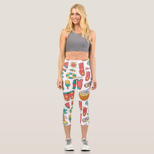 Muster lustiger Sommerurlaub Capri Leggings (Vorderseite)