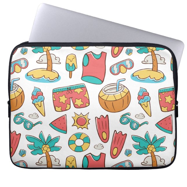 Muster lustiger Sommerurlaub Laptopschutzhülle (Vorderseite)