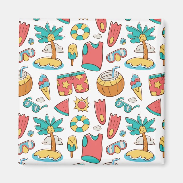 Muster lustiger Sommerurlaub Magnet (Vorne)