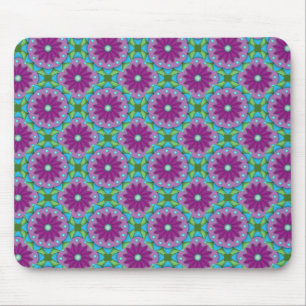 Muster Magenta, Rosa und Grüne Blume Mousepad