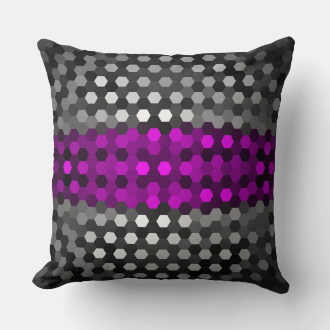 Muster Magenta und Gray Hexagons Kissen (Vorderseite)