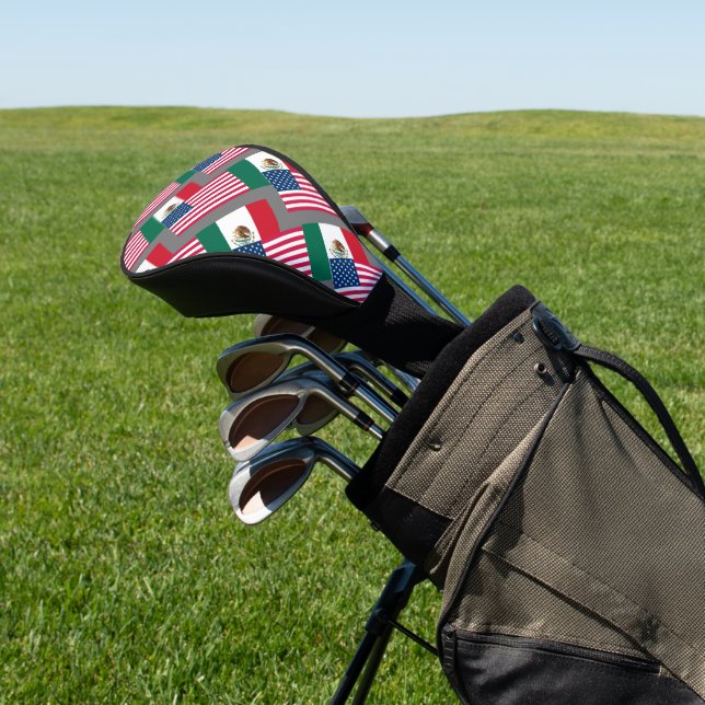 Muster mexikanischer und amerikanischer Flaggen Golf Headcover (In SItu)