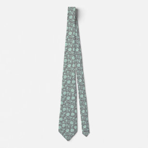Muster Mint-Green & Gray Floral Damask Krawatte