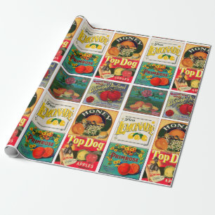 Muster mit alten Fruchtetiketten Geschenkpapier