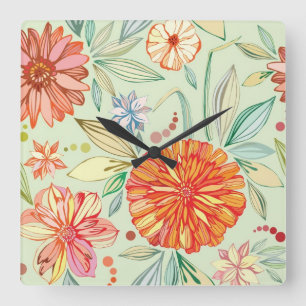 Muster mit Astern Quadratische Wanduhr