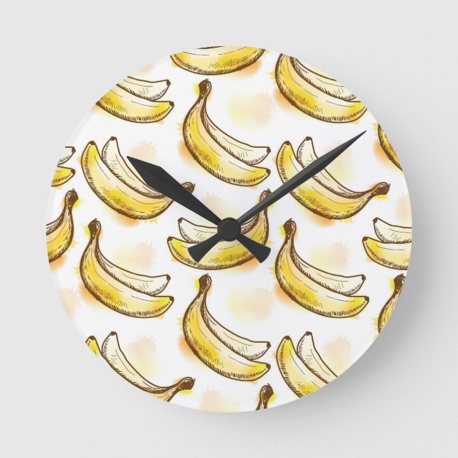 Muster mit Banane Runde Wanduhr (Vorderseite)
