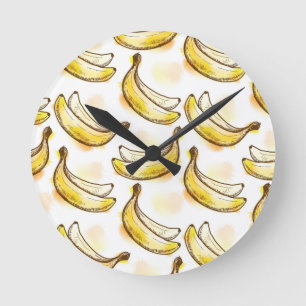Muster mit Banane Runde Wanduhr