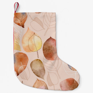 Muster mit Blätter. Grafik- und Aquarellblatt. Kleiner Weihnachtsstrumpf
