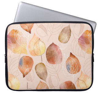 Muster mit Blätter. Grafik- und Aquarellblatt.  Laptopschutzhülle