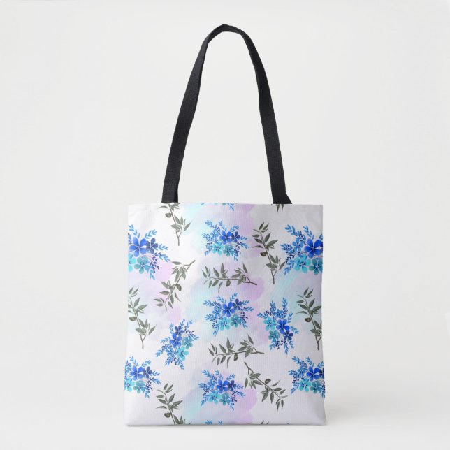 Muster mit blauem Blumenstrauß aus Blume und Blätt (Vorderseite)