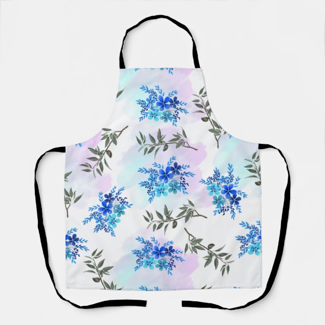Muster mit blauem Blumenstrauß aus Blume und Blätt Schürze (Vorderseite)