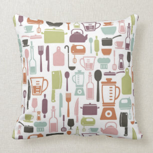 Muster mit bunten kochenden Ikonen Kissen