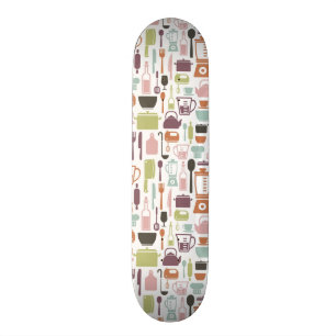 Muster mit bunten kochenden Ikonen Skateboard