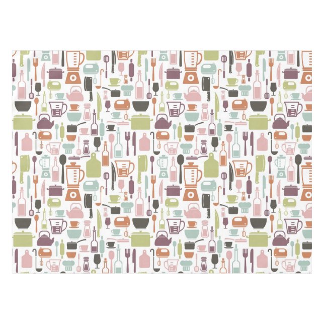 Muster mit bunten kochenden Ikonen Tischdecke (Vorderseite (Horizontal))