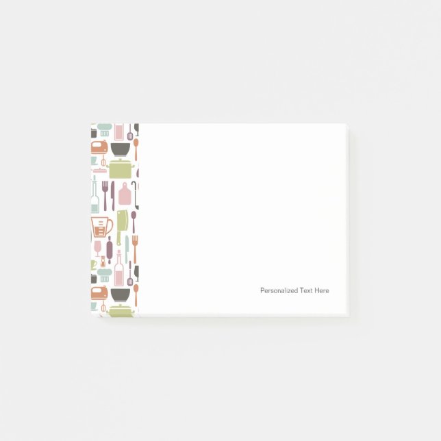 Muster mit bunten Kochsymbolen Post-it Klebezettel (Vorderseite)