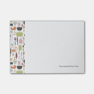 Muster mit bunten Kochsymbolen Post-it Klebezettel