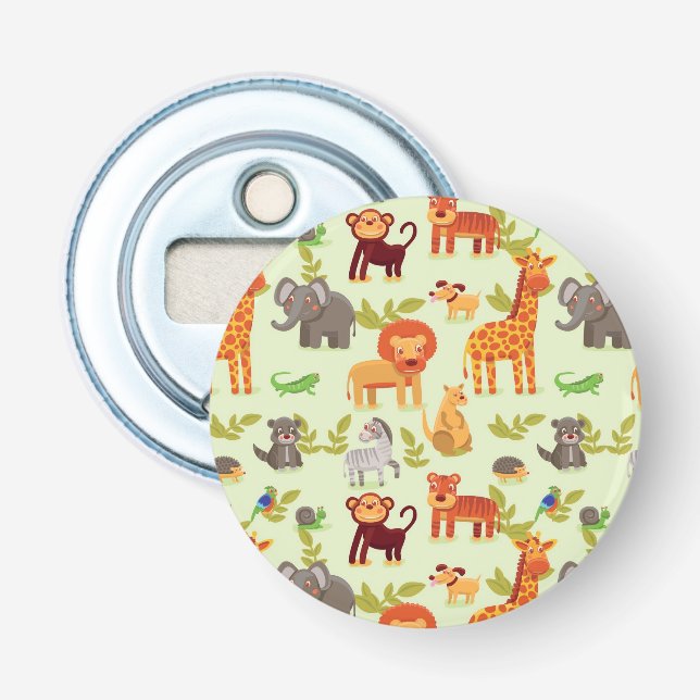 Muster mit Cartoon-Tieren Flaschenöffner (Vorderseite)