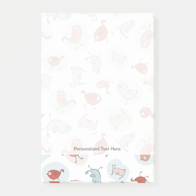 Muster mit Cartoonvögeln Post-it Klebezettel (Vorderseite)