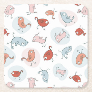 Muster mit Cartoonvögeln Rechteckiger Pappuntersetzer