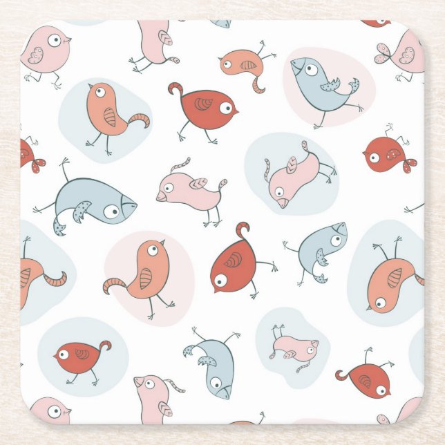 Muster mit Cartoonvögeln Rechteckiger Pappuntersetzer (Vorderseite)