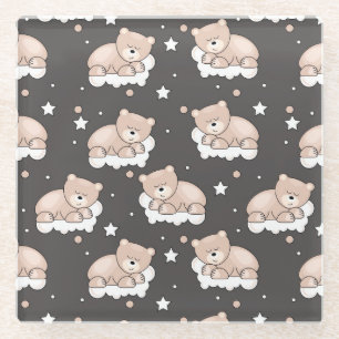 Muster mit dem kleinen Bärnschlafen Glasuntersetzer