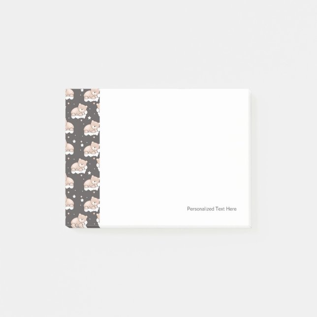 Muster mit dem kleinen Bärnschlafen Post-it Klebezettel (Vorderseite)