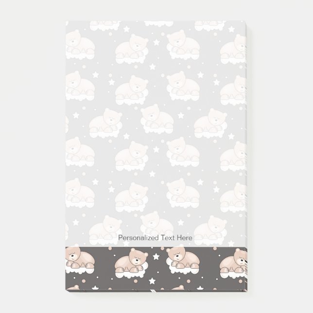 Muster mit dem kleinen Bärnschlafen Post-it Klebezettel (Vorderseite)