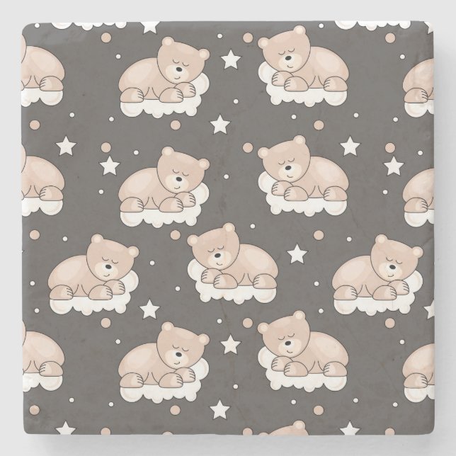 Muster mit dem kleinen Bärnschlafen Steinuntersetzer (Vorderseite)