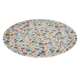 Muster mit dem Kochen der Ikonen Schneidebrett