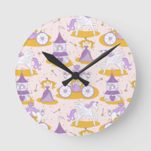 Muster mit einer Prinzessin Runde Wanduhr