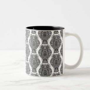 Muster mit Eulen-Gekritzel Zweifarbige Tasse