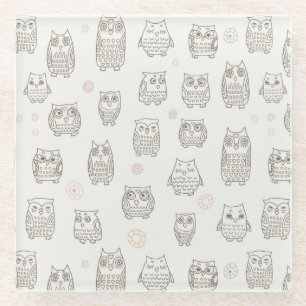 Muster mit Eulen Glasuntersetzer