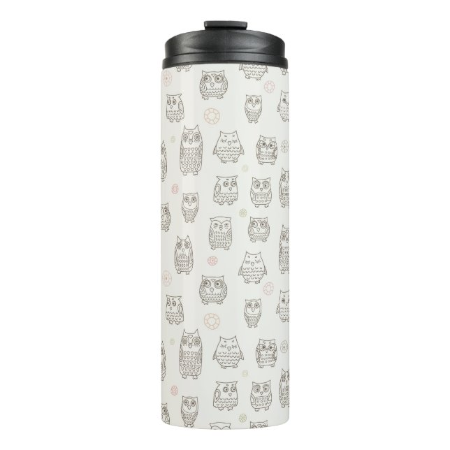 Muster mit Eulen Thermosbecher (Vorderseite)