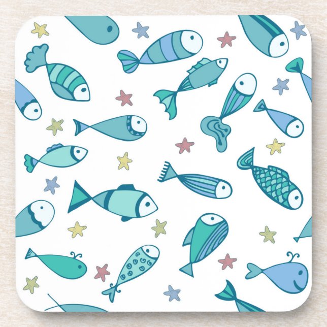 Muster mit Fisch und Starfish Untersetzer (Vorderseite)