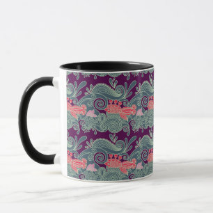 Muster mit Fisch und violetter Welle Tasse