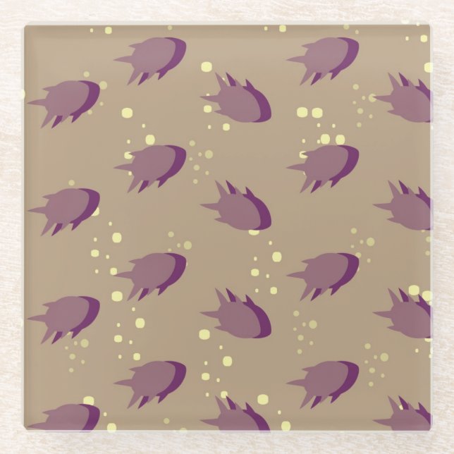 Muster mit Fischen Glasuntersetzer (Vorderseite)