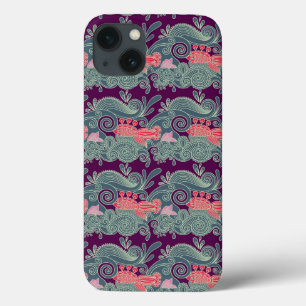 Muster mit Fischen und lila Welle Case-Mate iPhone Hülle