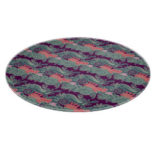 Muster mit Fischen und lila Welle Schneidebrett