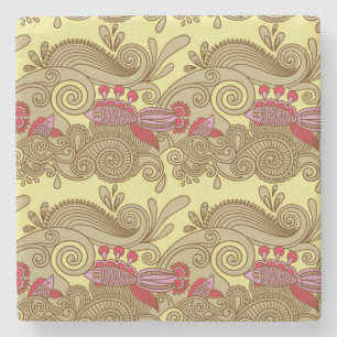 Muster mit Fischen und Welle Steinuntersetzer